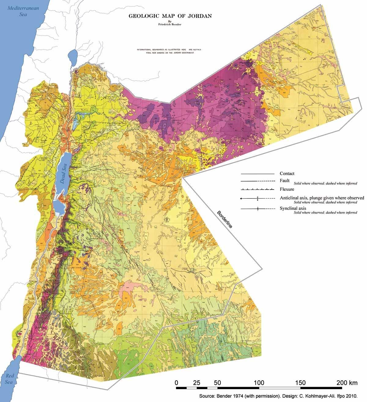 Karte von Jordanien Geologie