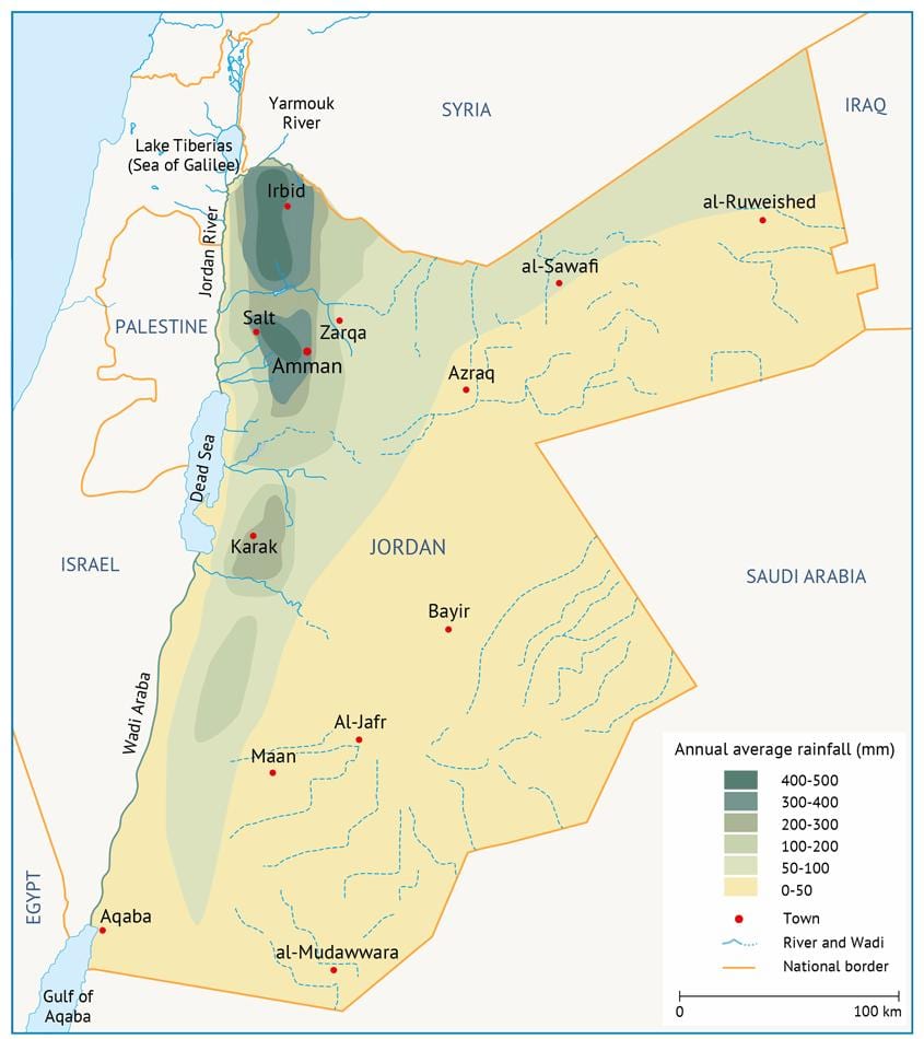 Karte von Jordanien Geographie