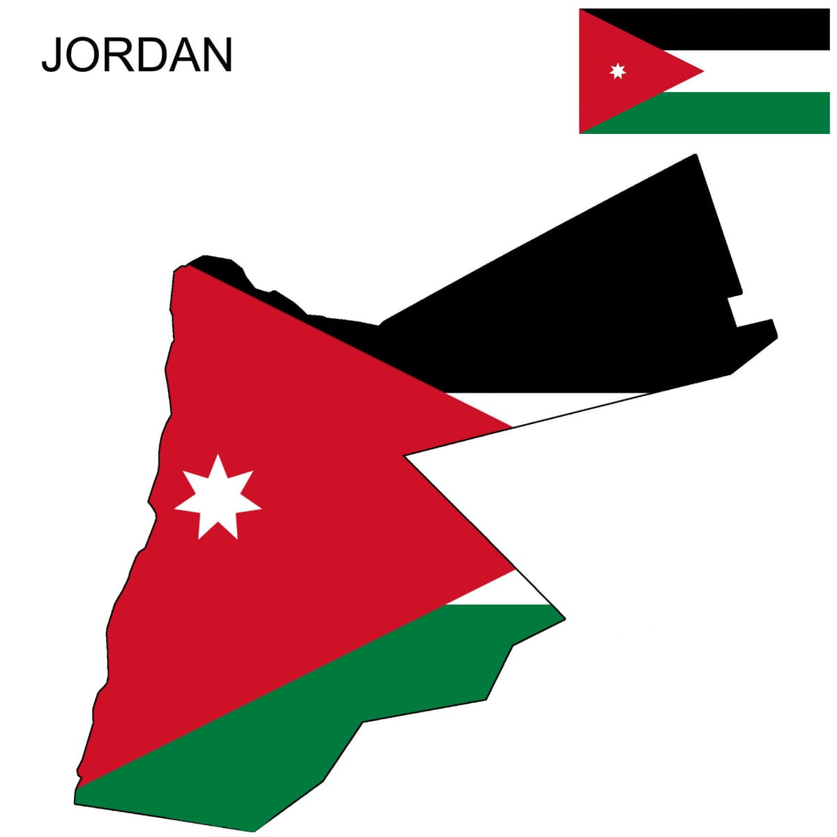 Karte von Karte von Jordanien Flagge