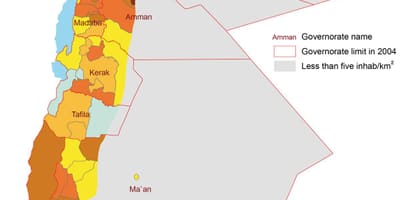 Karte von Jordanien Bevölkerung