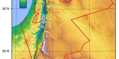 Karte von Jordanien Höhe